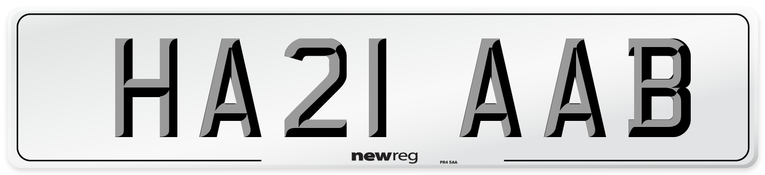 HA21 AAB Number Plate from New Reg